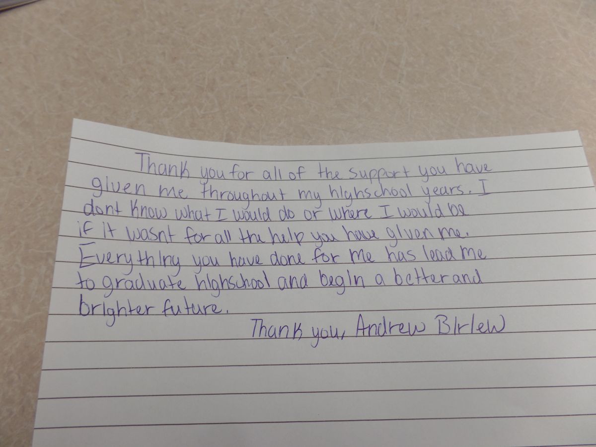 Andrew Birlew Thank You letter